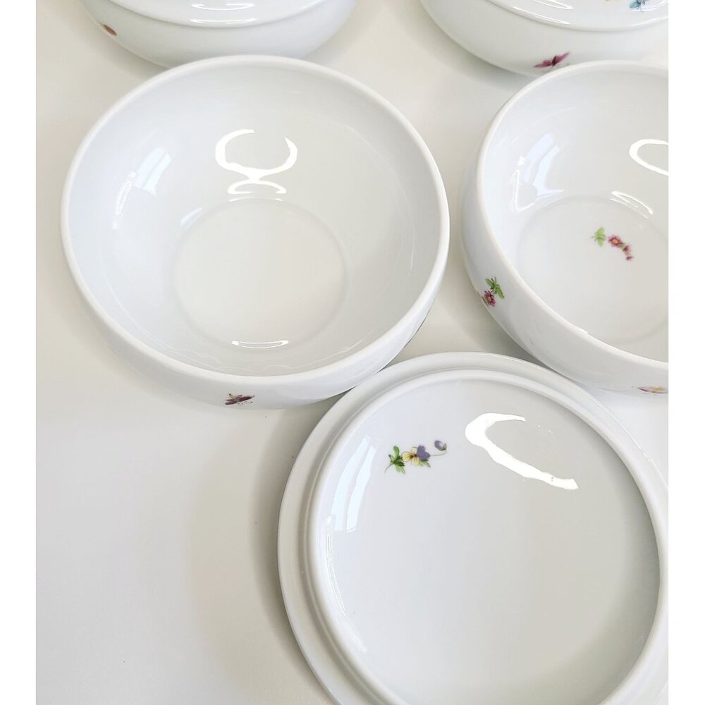 Limoges Chamart Porcelain Bowls With Lids Floral & Insect Trinkets set of 4 - Picture 12 of 16